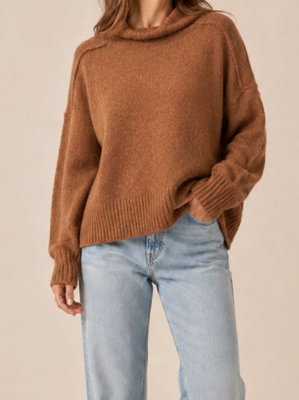 Gentlefawn Brown Oversized Turtleneck Sweater